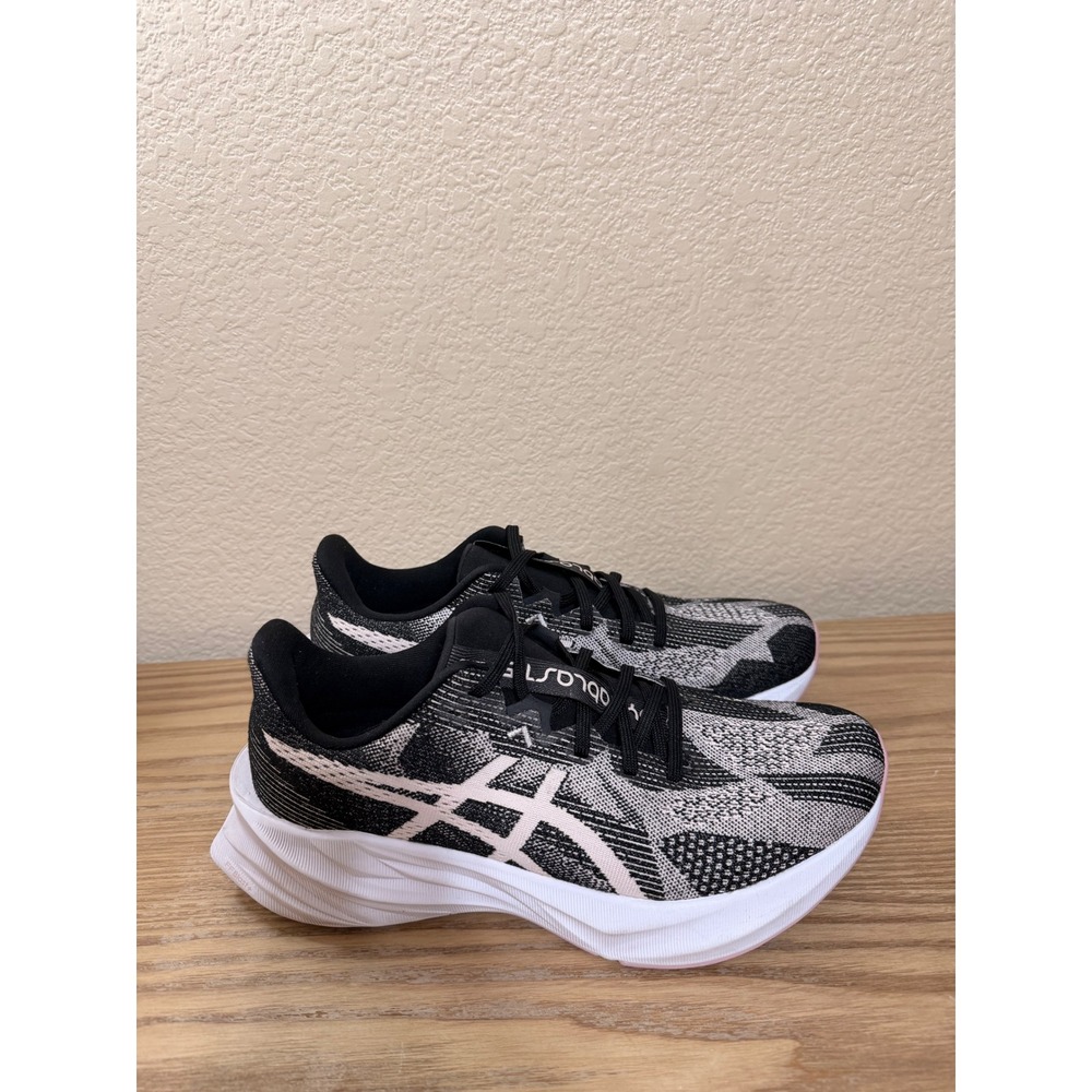 ASICS Dynablast 5 Womens Running Shoes Black White Pink Knit Sneakers Size 9